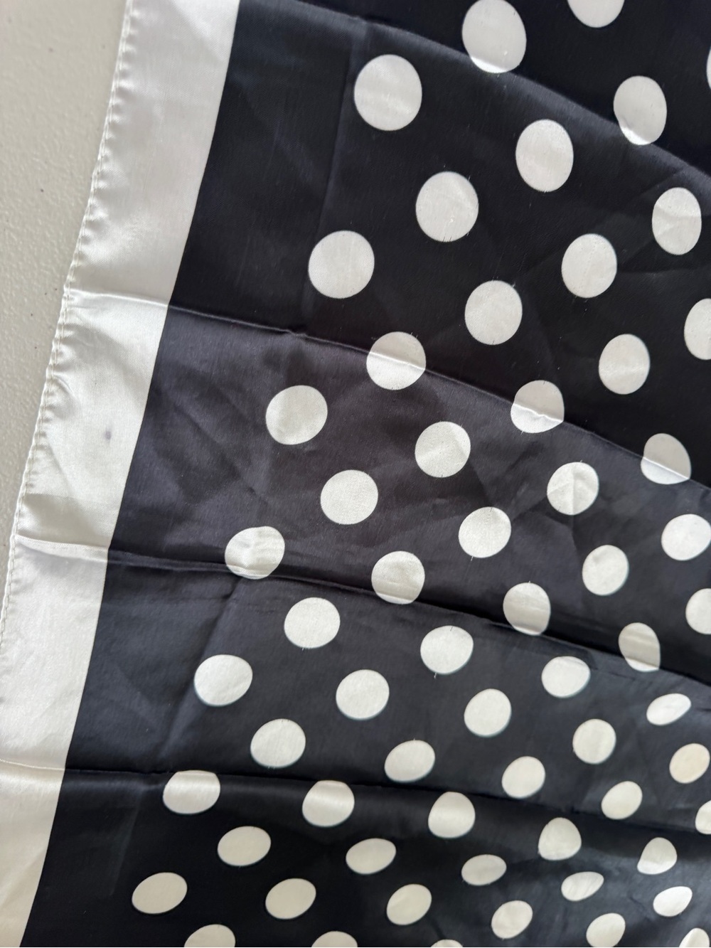 J. Mico Sancho Paris Polka Dot Silk Scarf Black White Square Vintage Chic - Picture 8 of 16